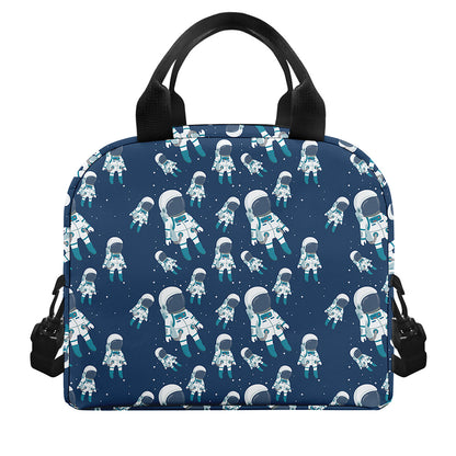 Cute Astronaut Pattern Print Insulated Lunch Bag