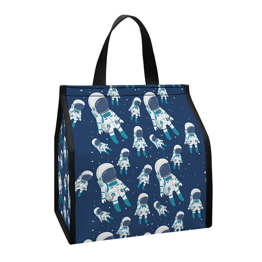Cute Astronaut Pattern Print Insulated Lunch Tote