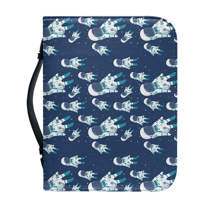 Cute Astronaut Pattern Print Leather Bible Cover