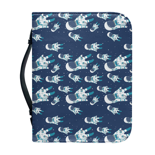 Cute Astronaut Pattern Print Leather Bible Cover