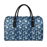 Cute Astronaut Pattern Print Leather Duffle Bag