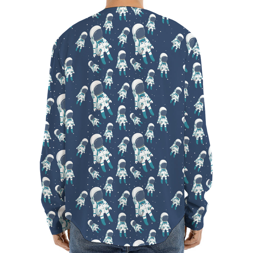 Cute Astronaut Pattern Print Long Sleeve Baseball Jersey