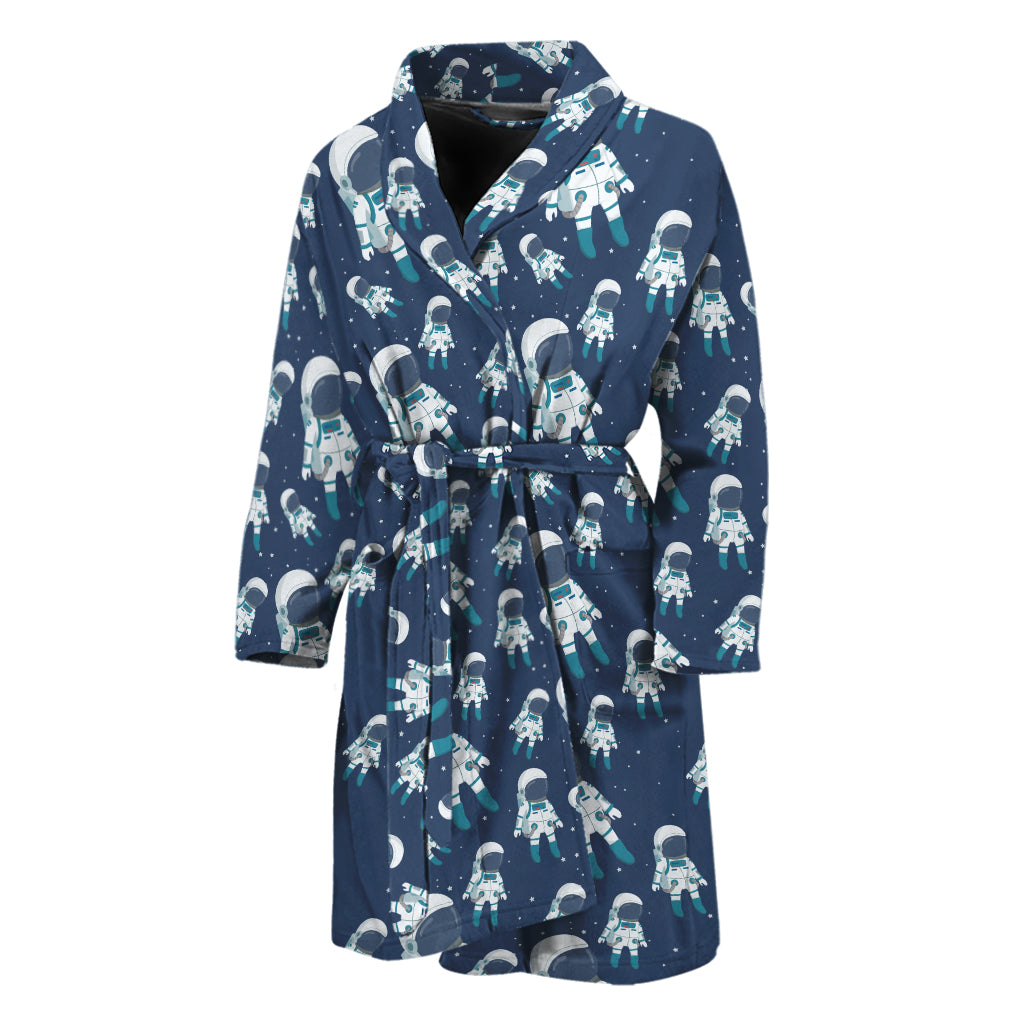 Cute Astronaut Pattern Print Men's Bathrobe