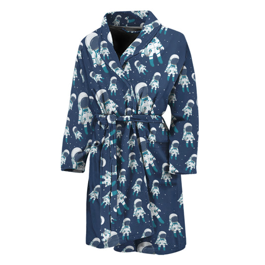 Cute Astronaut Pattern Print Men's Bathrobe