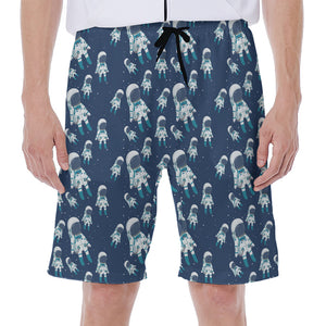 Cute Astronaut Pattern Print Men's Beach Shorts