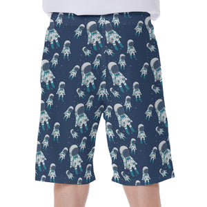 Cute Astronaut Pattern Print Men's Beach Shorts