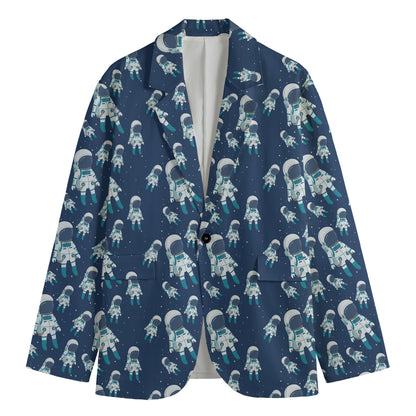 Cute Astronaut Pattern Print Men's Blazer