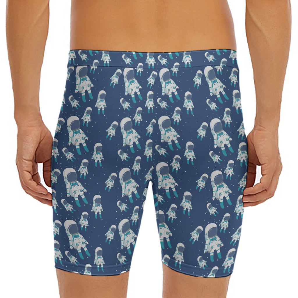 Cute Astronaut Pattern Print Men's Long Boxer Briefs