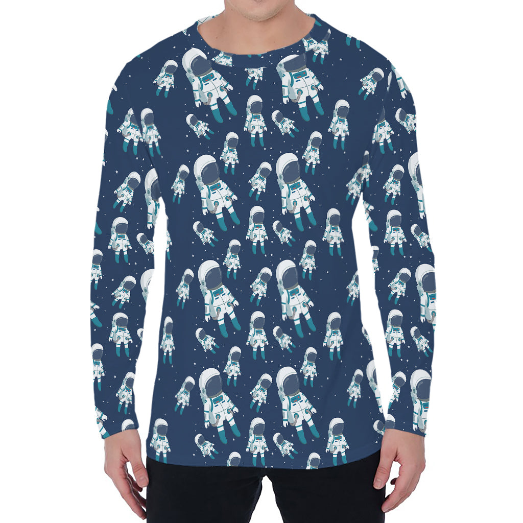 Cute Astronaut Pattern Print Men's Long Sleeve T-Shirt