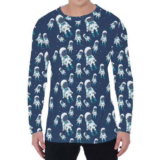 Cute Astronaut Pattern Print Men's Long Sleeve T-Shirt