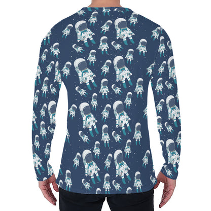 Cute Astronaut Pattern Print Men's Long Sleeve T-Shirt