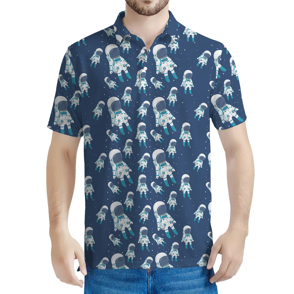Cute Astronaut Pattern Print Men's Polo Shirt