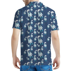 Cute Astronaut Pattern Print Men's Polo Shirt