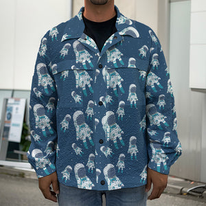 Cute Astronaut Pattern Print Men's Shirt Jacket