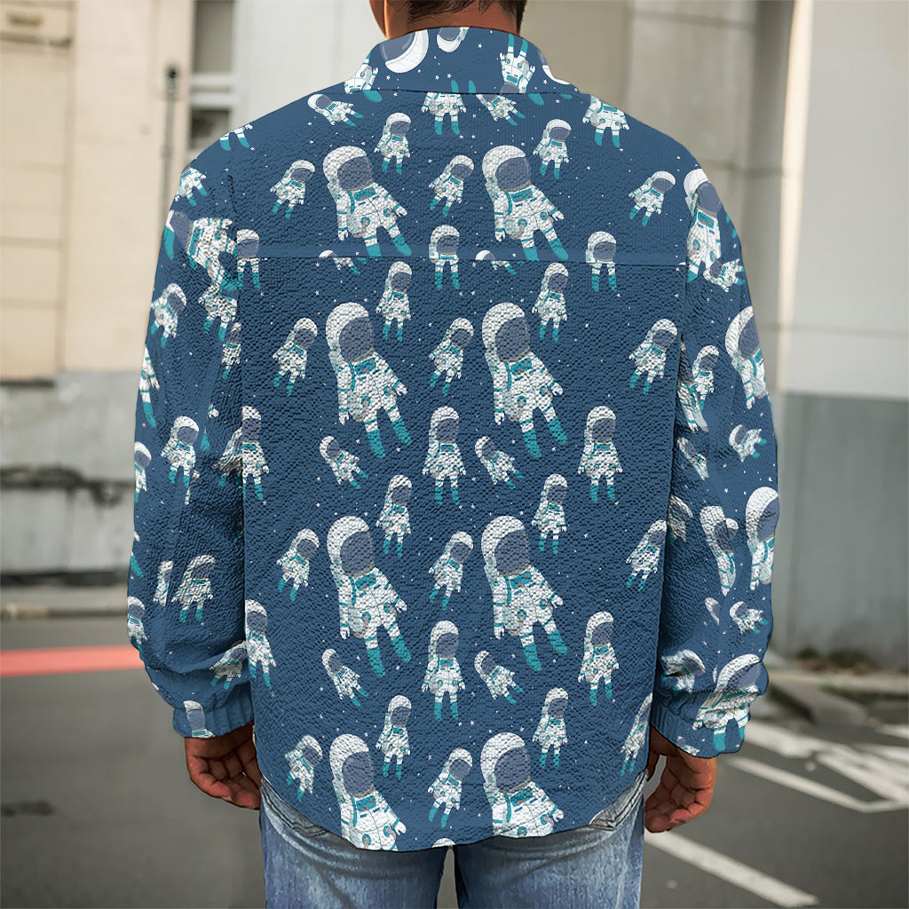 Cute Astronaut Pattern Print Men's Shirt Jacket