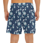 Cute Astronaut Pattern Print Men's Split Running Shorts