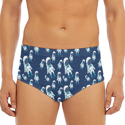 Cute Astronaut Pattern Print Men's Triangle Swim Briefs