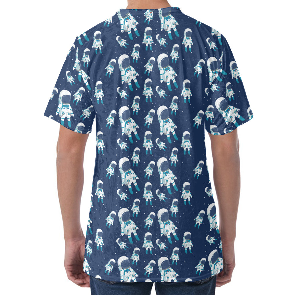 Cute Astronaut Pattern Print Men's Velvet T-Shirt