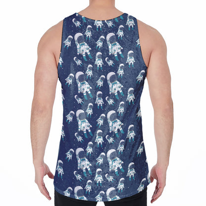 Cute Astronaut Pattern Print Men's Velvet Tank Top