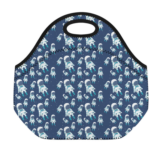 Cute Astronaut Pattern Print Neoprene Lunch Bag