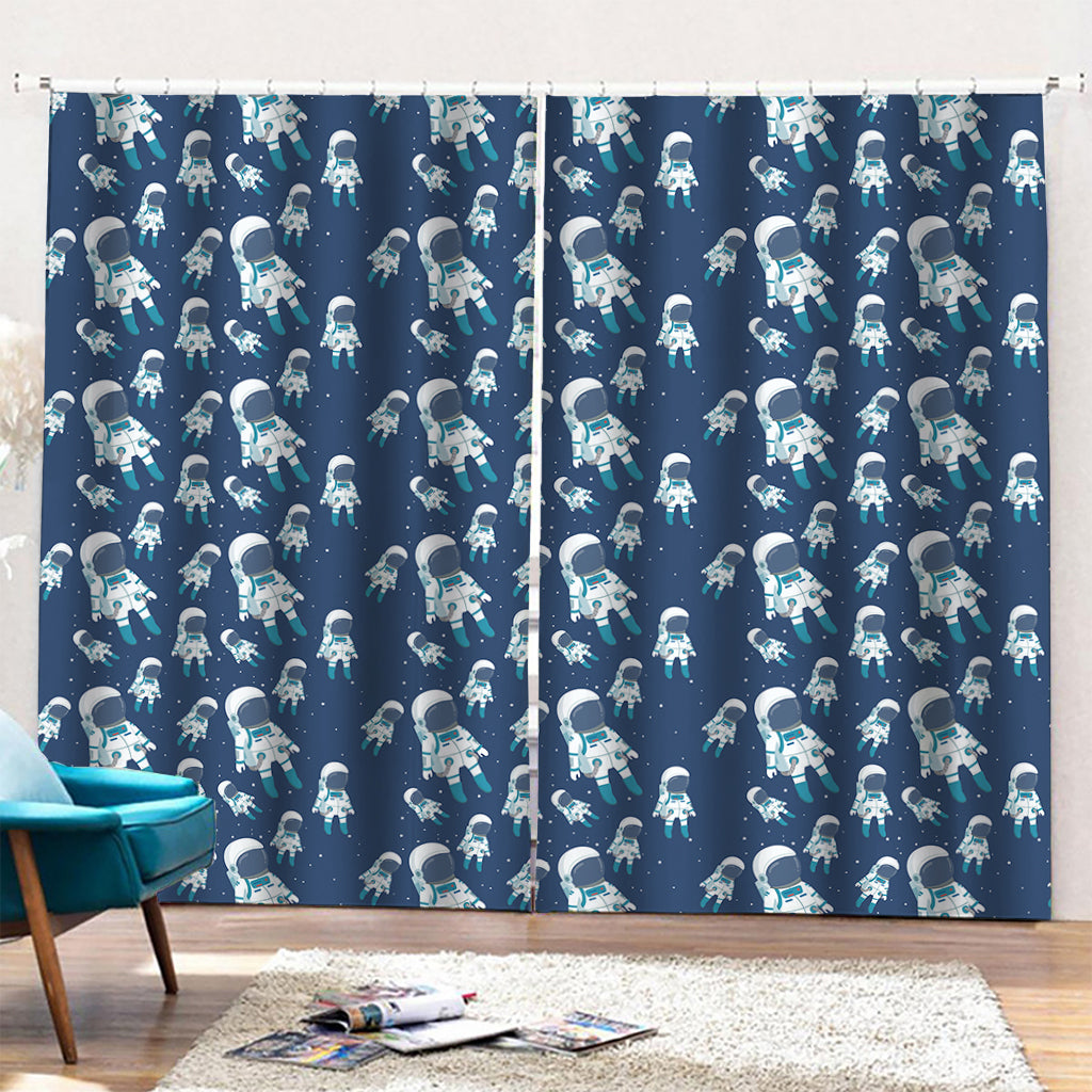 Cute Astronaut Pattern Print Pencil Pleat Curtains