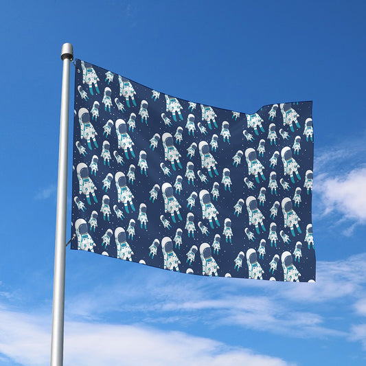 Cute Astronaut Pattern Print Polyester Flag