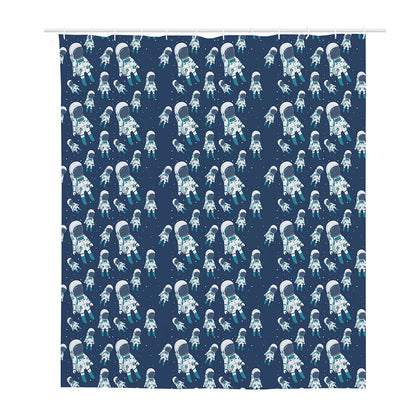 Cute Astronaut Pattern Print Polyester Shower Curtain