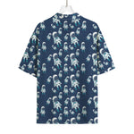 Cute Astronaut Pattern Print Rayon Hawaiian Shirt