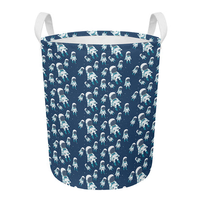 Cute Astronaut Pattern Print Round Laundry Basket