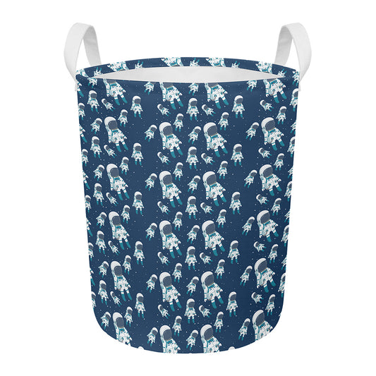 Cute Astronaut Pattern Print Round Laundry Basket
