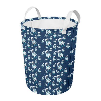 Cute Astronaut Pattern Print Round Laundry Basket