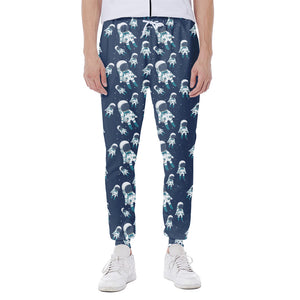 Cute Astronaut Pattern Print Scuba Joggers