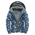 Cute Astronaut Pattern Print Sherpa Lined Zip Up Hoodie