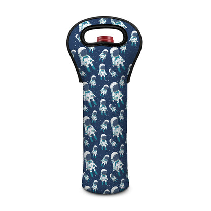 Cute Astronaut Pattern Print Single Neoprene Wine Tote