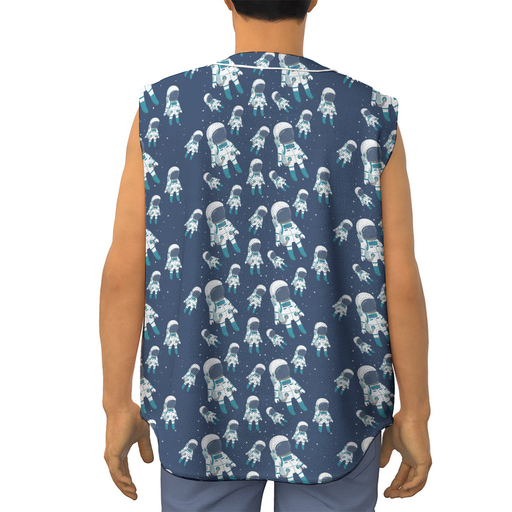 Cute Astronaut Pattern Print Sleeveless Baseball Jersey