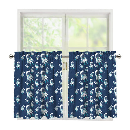 Cute Astronaut Pattern Print Tier Curtains