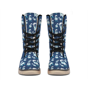 Cute Astronaut Pattern Print Winter Boots