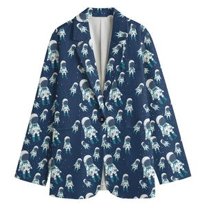 Cute Astronaut Pattern Print Women's Blazer