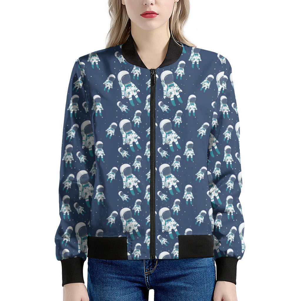 Cute Astronaut Pattern Print Women's Bomber Jacket