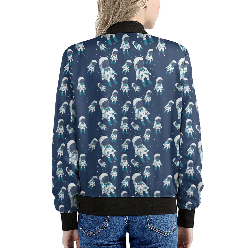 Cute Astronaut Pattern Print Women's Bomber Jacket