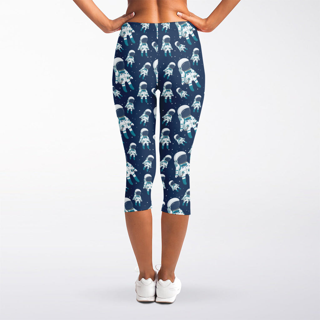 Cute Astronaut Pattern Print Women's Capri Leggings