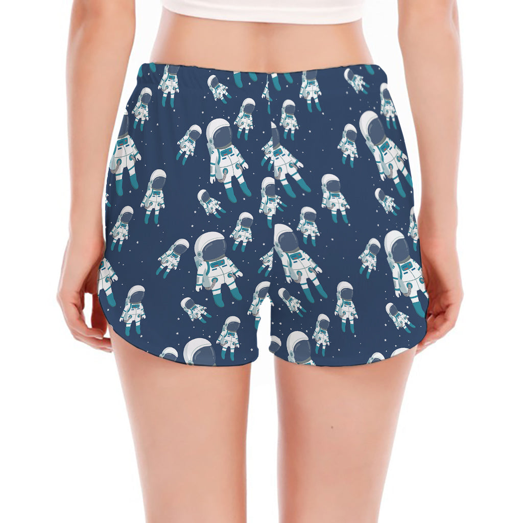 Cute Astronaut Pattern Print Women's Split Running Shorts