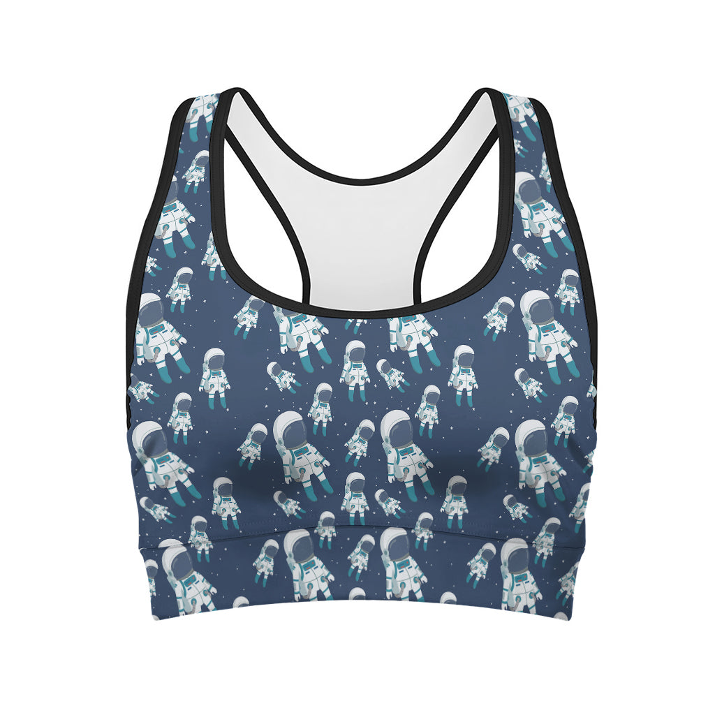 Cute Astronaut Pattern Print Women's Sports Bra