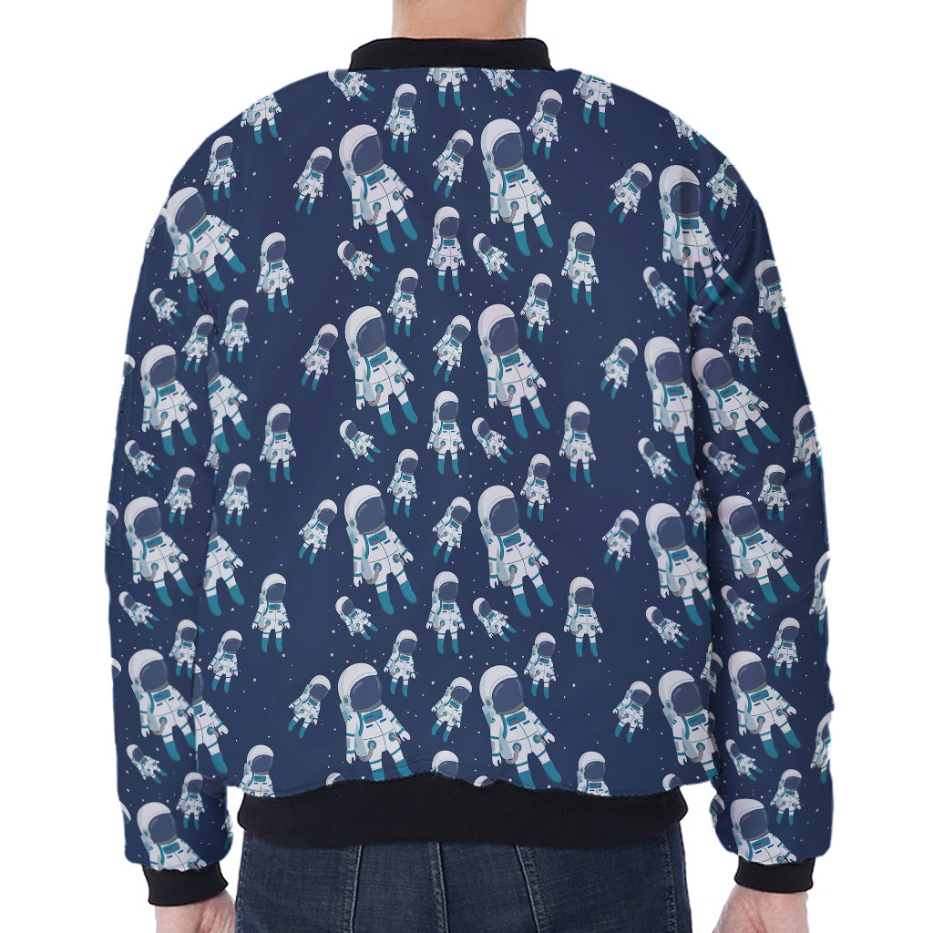 Cute Astronaut Pattern Print Zip Sleeve Bomber Jacket