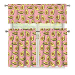 Cute Avocado Pattern Print 3 Piece Kitchen Curtains