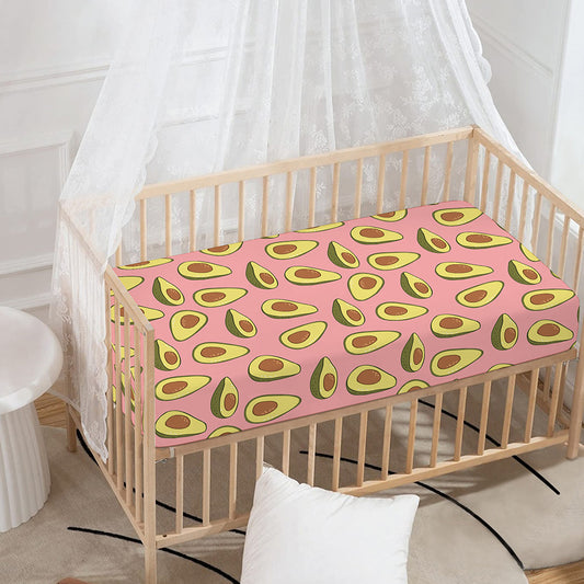 Cute Avocado Pattern Print Baby Crib Sheet