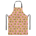 Cute Avocado Pattern Print Bib Apron With Pocket