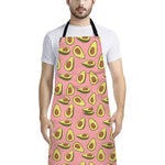 Cute Avocado Pattern Print Bib Apron With Pocket