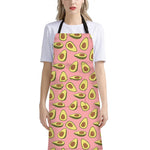 Cute Avocado Pattern Print Bib Apron With Pocket