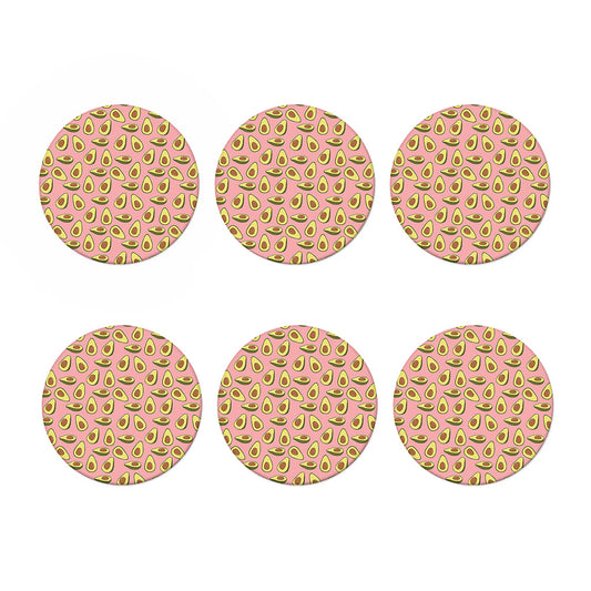 Cute Avocado Pattern Print Coaster Set